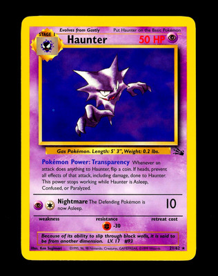 1999 Pokemon HAUNTER Fossil Set RARE Misprint INK ERROR Non Holo Card 21/62 WotC