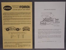 COX - Vintage - 1/32 FORD GT Instruction Sheets c. 1965 - Used Condition.