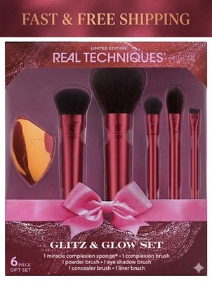 Real Techniques Glitz & Glow 6PC Makeup Brush & Sponge Set LE