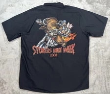 Sturgis Bike Week Shirt Mens XL Black Work Button Up Red Kap Chest Pockets Y2K