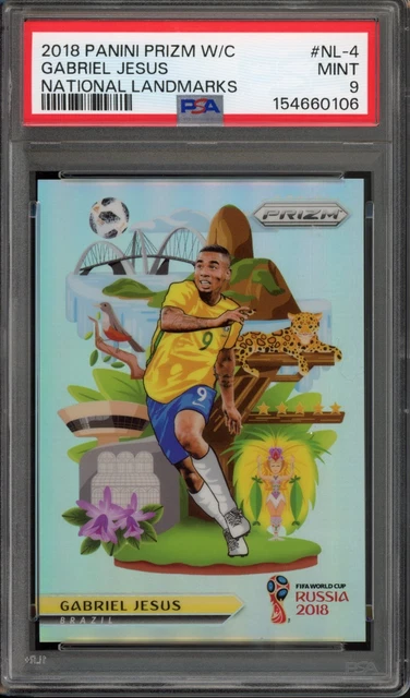 2018 Panini Prizm World Cup GABRIEL JESUS #NL-4 National Landmarks PSA 9 Brazil