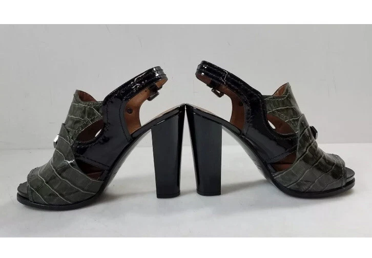 Sandalias Marc Jacobs verde cocodrilo charol en relieve talla 41 EE. UU. 10,5 Foto 3 de 4