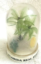 Vintage  Florida Souvenir PLASTIC DOME BEACH SCENE PALM TREE GATOR SURF BOARD