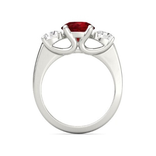 1.91 Ct Natural Red Ruby & Diamond Wedding Ring Solid 14K White Gold All Sizes - Picture 4 of 8