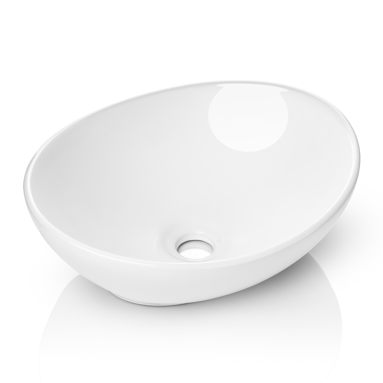 Modern Ceramic Vessel Sink Bathroom Vanity Bowl Small Oval White