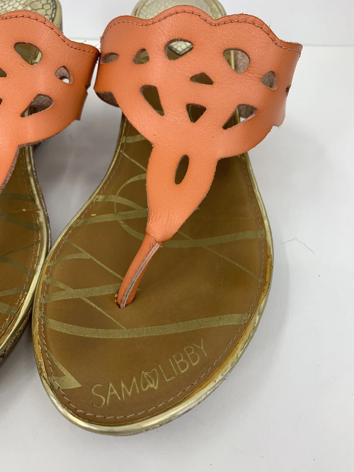Sandalias Sam and Libby Naranja Corte Slide Natalie 2.5" Corcho Cuña Talla 9 Foto 2 de 4