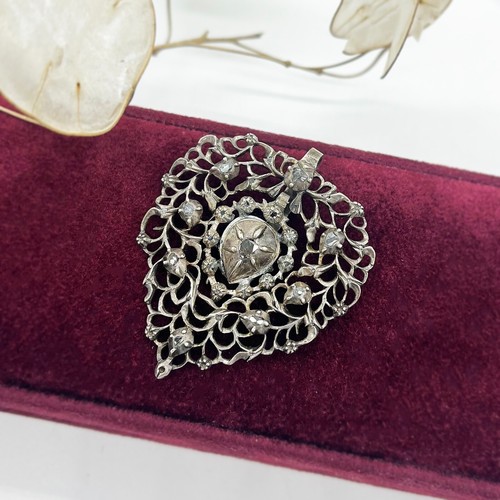 Antique Sterling Silver & Diamond Pin