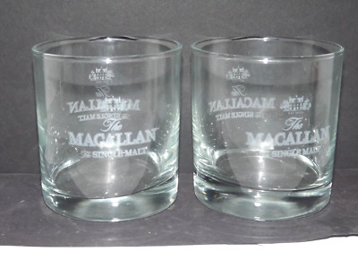 Set of 2 The Macallan Single Malt Etched Glasses 10 Oz Pre-owned (o)