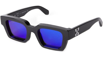 Off White Virgil OERI008 1007 Black Blue MIRRORED Lens Sunglasses