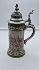 Bierkrug mit Zinndeckel Original West Germany, BEYER ,handbemalt.