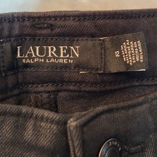 Lauren Ralph Lauren Coated High-Rise Skinny Ankle Jeans 12 Black Streetwear NWT - 第 11/14 張圖片