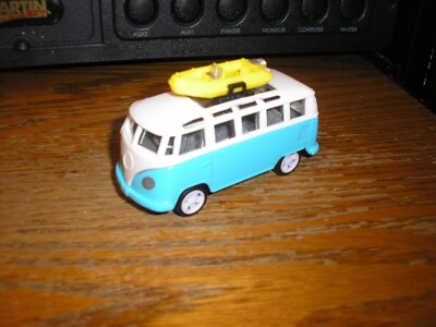 Nice 3 1/2 Long 1/50 ? VW Volkswagen 23 Window Bus Pull Back Action Blue Free SH