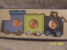 Stepping Stones Baby Train Frame Holds 3 Photos Each 1.5" X 1.5" By C.R. Gibson