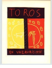 1959 Mini Poster Lithograph Pablo Picasso ORIGINAL Print Toros Bulls Vallauris