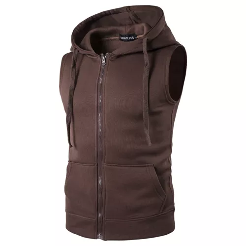 Men's Sleeveless Hoodie Casual Zipper Hooded Sweatshirt Gym Workout Tank Tops UK - Picture 51 of 52