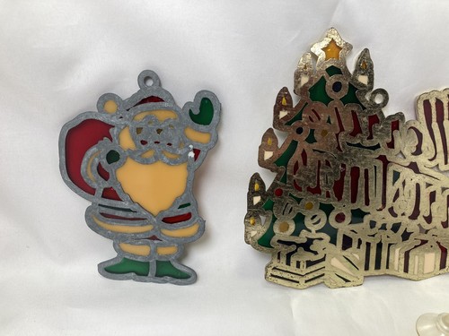 Vtg Holiday Christmas Suncatchers Lot Noel Candle Angel Tree Santa Fireplace - 第 11/13 張圖片