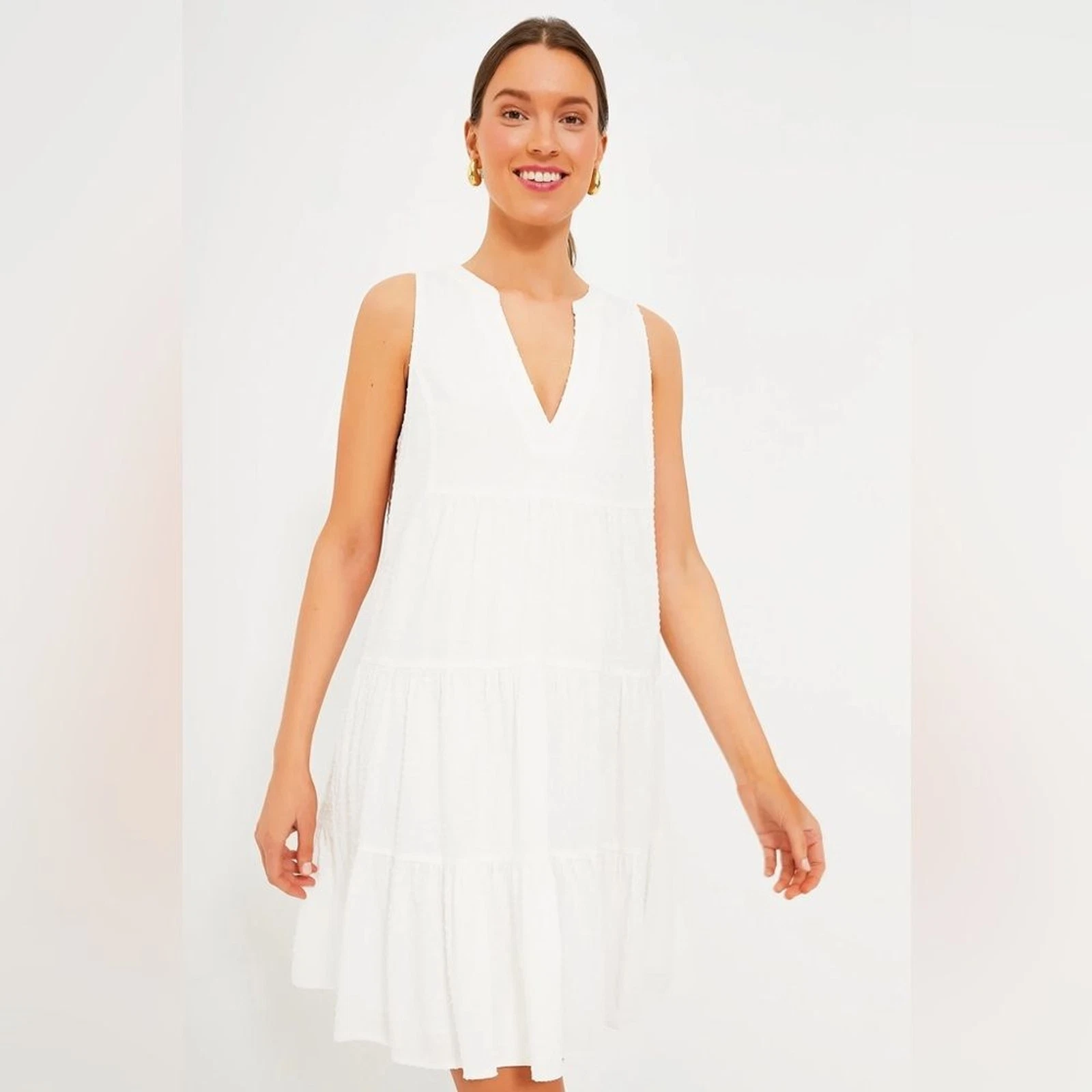 Abito senza maniche Pomander Place Kenzo Swiss Dot bianco nuovo con etichette TAGLIA XL