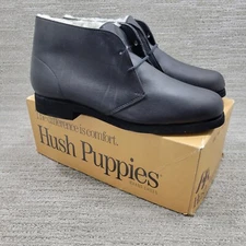 Hush Puppies King Boots Shoes 04303 Mens Size 13 5E Black Leather With Box