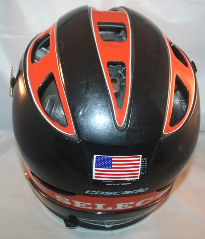 Cascade Pro 7 Lacrosse Helmet MLL Orange and Black with Chinstrap - Pre-Owned - Image 3 of 4