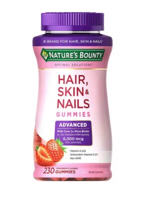 Nature's Bounty Optimal Solutions Advanced Hair, Skin, Nails, 2X Biotin, 230gum