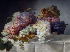Grapes in Porcelain Dish by J. Nigg Tile Mural Kitchen Backsplash Marble Ceramic