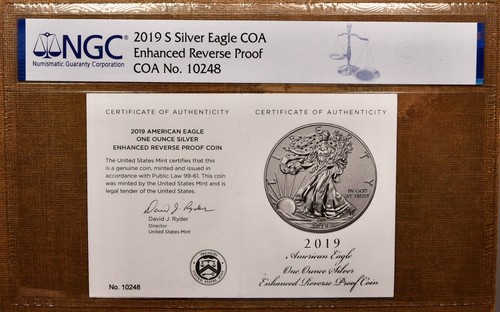 2019-S Enhanced Reverse Proof ASE COA NGC Certified Cert Only, No Coin ...