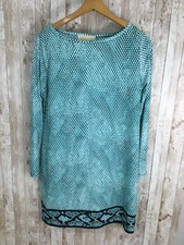 Michael Kors Blue Snake Print Long Sleeve Boat Neck Shift Dress Sz L Petite