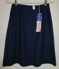 Vintage 60's 70's New With Tags Stevens 100 Wool Navy Blue Skirt Size 14 26