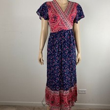 R Vivimos Maxi Dress Womens Wrap Delightful Paisley Unique Lovely L 12/14 NWT