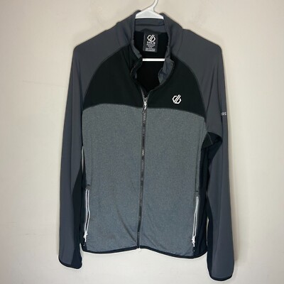 Dare 2B Mens M Full Zip Jacket Active Gray Black Long Sleeve Performance Stretch