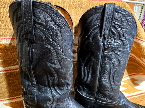 FINE LUCCHESE 2000 HANDMADE SIZE 12 ROMA CORD BLACK GOAT MENS COWBOY BOOTS - Picture 2 of 18
