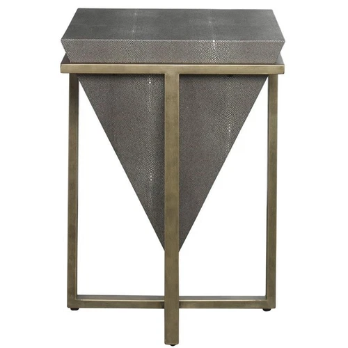 Uttermost Bertrand Iron MDF Wood and Faux Shagreen Accent Table in Gray - Picture 3 of 5