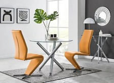 Selina Round Dining Table and 2 Willow Dining Chairs Faux Leather