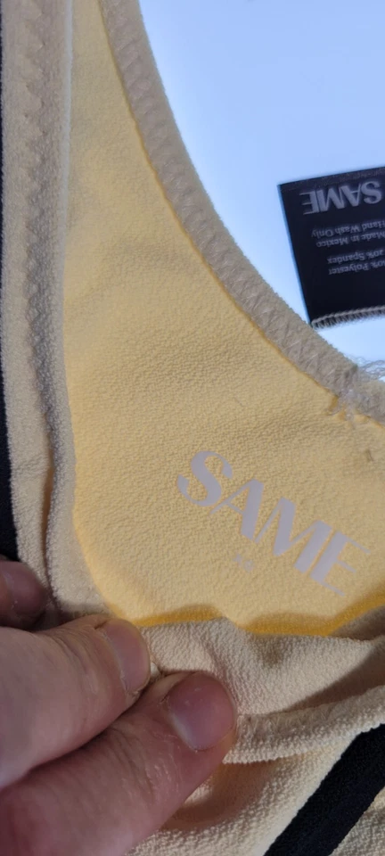 MISMO Los Angeles Bottom Nadar Mujer Tiro Alto Sólido Talla XS Imitación Gamuza Beige Foto 3 de 4