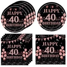 40 Pcs 40th Birthday Decorations for Women Rose Gold Pink Birthday Supplies
