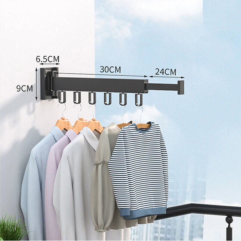 Retractable Clothes Hanger Wall Mounted Drying Rack Space Saver Laundry  Indoor