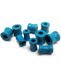 PAIR-Stone Turquoise Saddle Flare Ear Tunnels 03mm/8 Gauge 