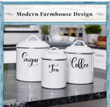 Black White Canister Sets for Kitchen Counter, Farmhouse  Kitchen