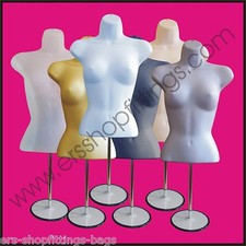 FEMALE MANNEQUIN FREESTANDING 3QTR BODY FORM TOP TABLE COUNTER ROUND STAND  BT