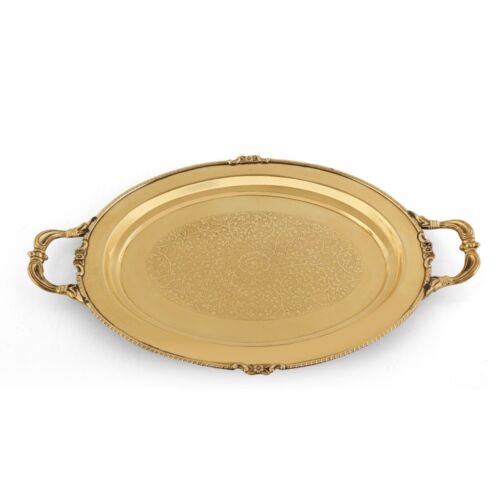 Brass Serving Tray with Handle - Picture 1 of 12