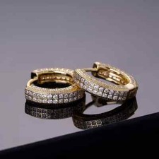 Moissanite Real 14k Gold 925 Silver Small Huggie Hoop Earrings 12mm Mens Ladies