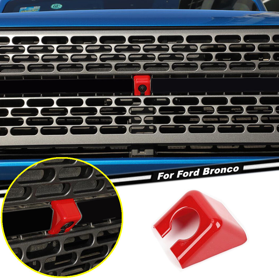 Ford Bronco 21-24 Red Front Grill Insert Camera Cover Trim Accessory  