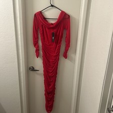 Fashion nova top trend Ruched maxi dress Size S Red NWT New