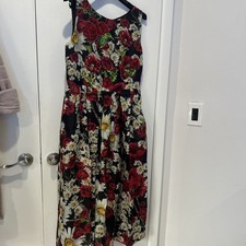 Dolce & Gabbana Women's Silk Sheath Dress Sleeveless, Multicolor Floral, Size 44