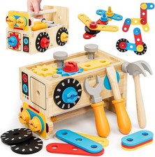 Montessori Kids Tool Set, Wooden Toddler Tool Bench Educational Toys for Ages...