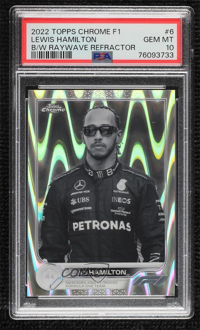 2022 Chrome Formula 1 Black & White RayWave Refractor Lewis Hamilton PSA 10 n0c