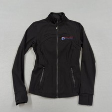 Lululemon Jacket Womens 6 Black Full Zip Track Thumbholes Embroidered