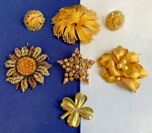 Vtg Brooch Lot Graziano Off Park Collection Monet Scatter Pins Costume Jewelry