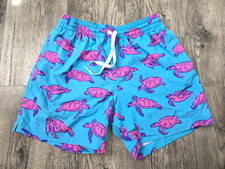 CHUBBIES Swimwear Size Small Lined Trunks Pink See Turtles Blue