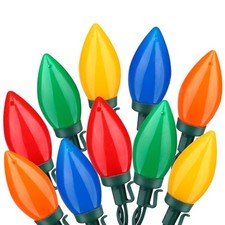 Multi Color C9 Big Bulbs Classic Christmas Lights 50 LED 32ft Indoor Outdoor ...